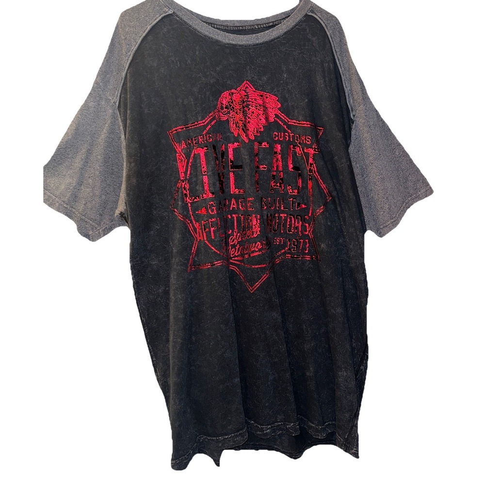 Affliction Indian Chief Skull Burnout Velvet Double Sided T Shirt Y2K Men's 3XL